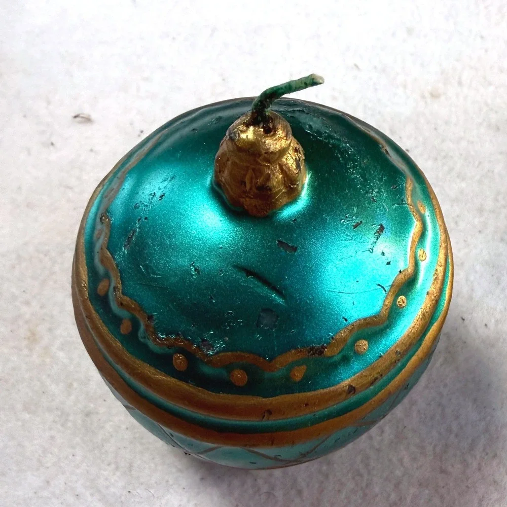Christmas Candles Tree + Ornament Ball Kitsch Vintage Holiday Decor Lot of 2
